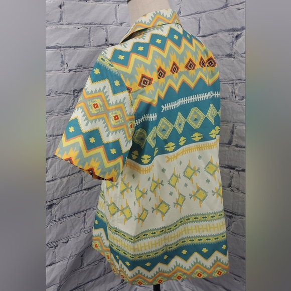 Saint Javelin Crimea Beach Party Hawaiian Open Collar Shirt Tribal Southwestern - Picture 7 of 10